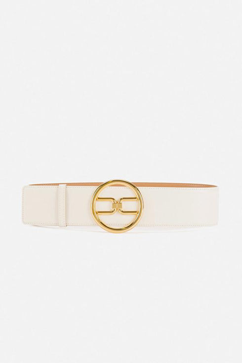 Cinta Donna CT11S11E2 a vita alta con logo gold Burro ELISABETTA FRANCHI- Francavilla Moda